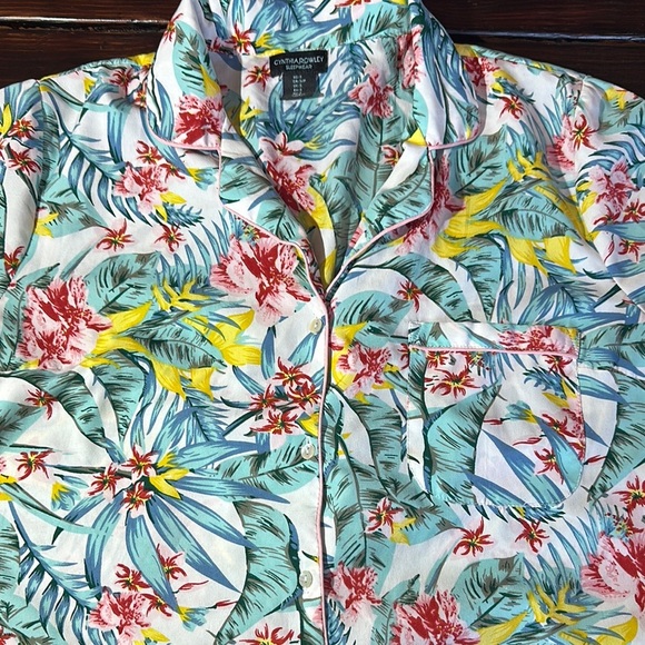 Cynthia Rowley Tropical Floral Pajama Set - Pink, Green, Yellow - Picture 7 of 16